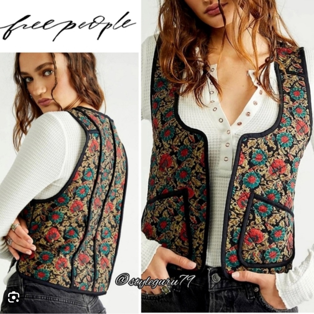Free People Kenzie Quilted Floral Vest